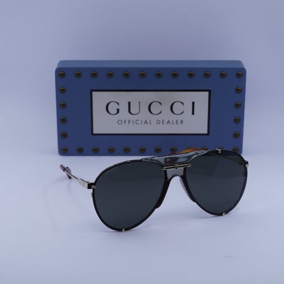 Gucci GG0740S 001 Aviator Sunglasses – Gold\Grey - Picture 4 of 11